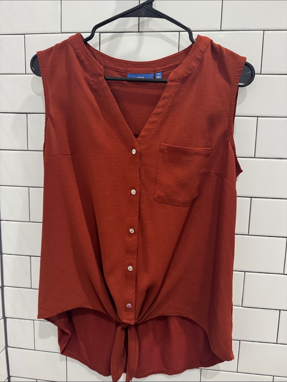 Apt. 9 Rust Tie-Front Sleeveless Button Top